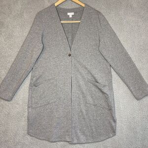 Pure J Jill Minimalist Cardigan Sweater Gray Pockets Pima Cotton Blend Stretch M